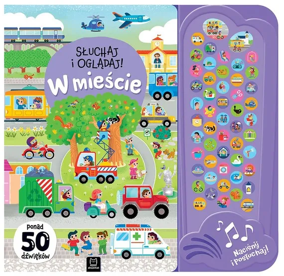 W mieście. Słuchaj i oglądaj! Ponad 50 dźwięków. 50 przycisków z dźwiękami Zniżka