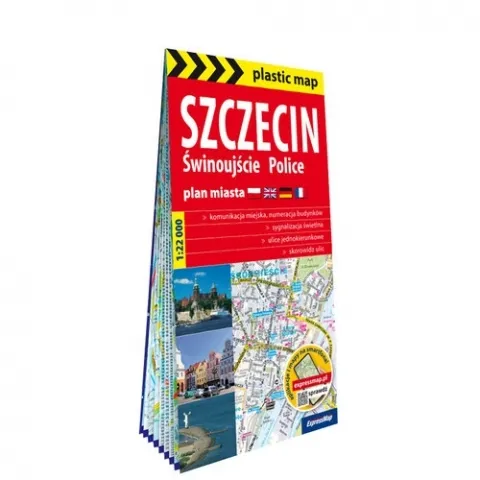 Szczecin Świnoujście Police foliowany plan miasta 1:22 000 Obniżka ceny
